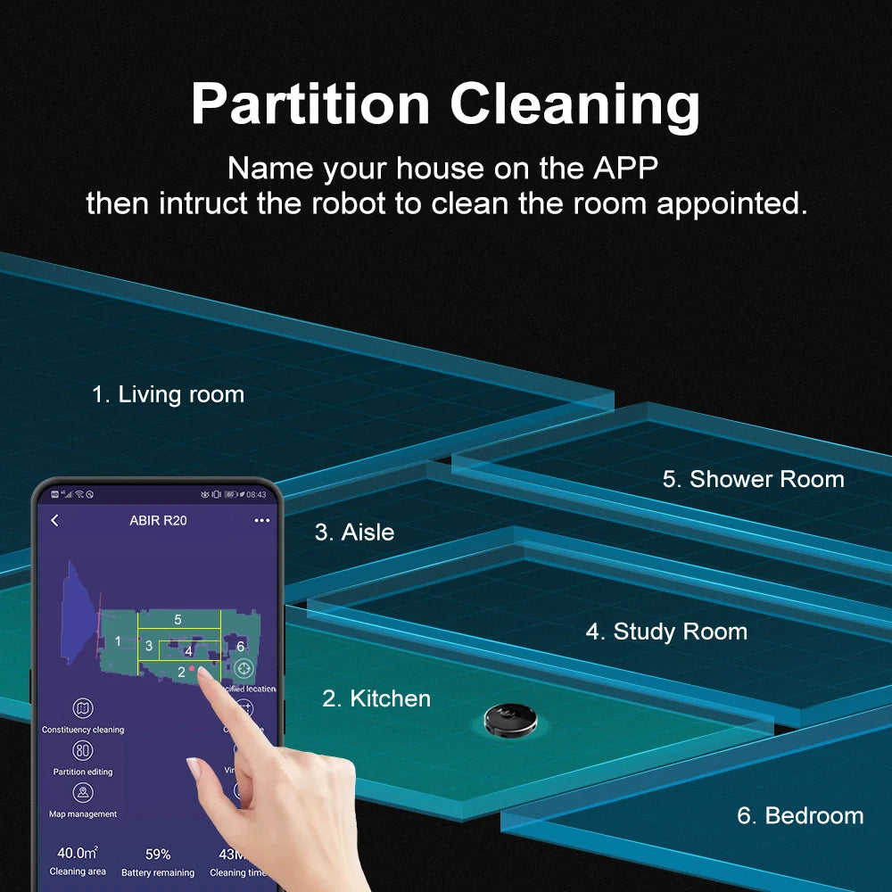ABIR X8 Robot Vacuum Cleaner ,Laser System, Multiple Floors Maps