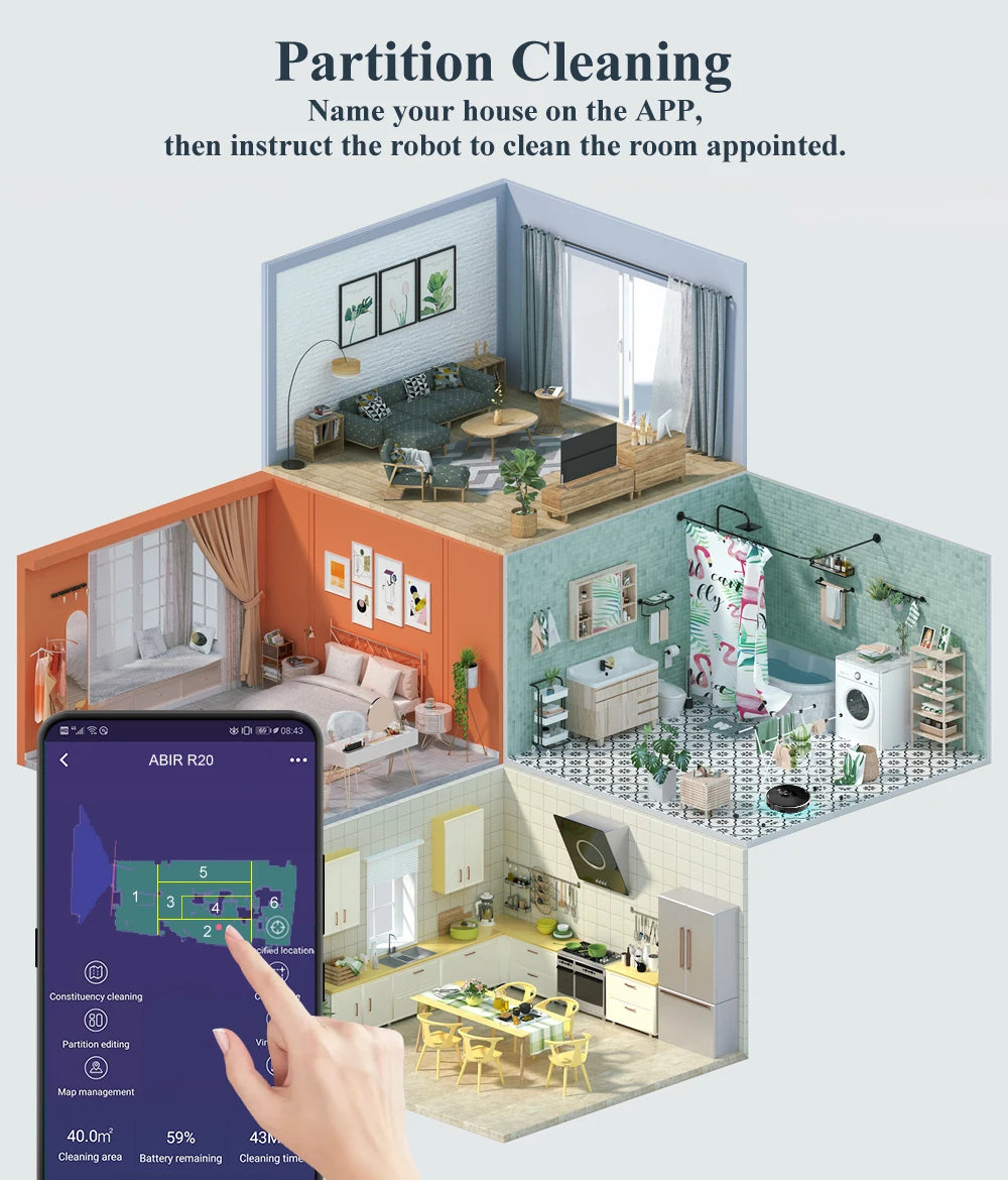 ABIR X8 Robot Vacuum Cleaner ,Laser System, Multiple Floors Maps
