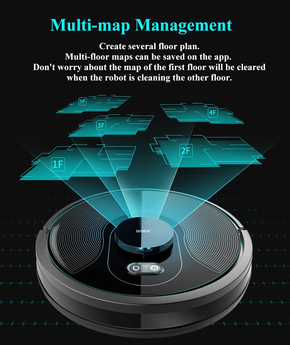 ABIR X8 Robot Vacuum Cleaner ,Laser System, Multiple Floors Maps