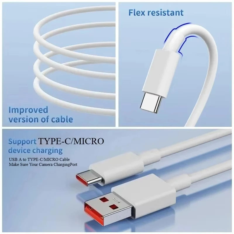 Câble USB-C 6A charge rapide – 1M à 14M – Compatible Samsung, PS5, caméra