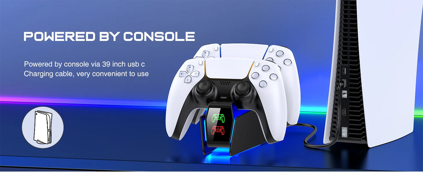 Station de charge double pour manettes PlayStation 5 avec indicateur LED