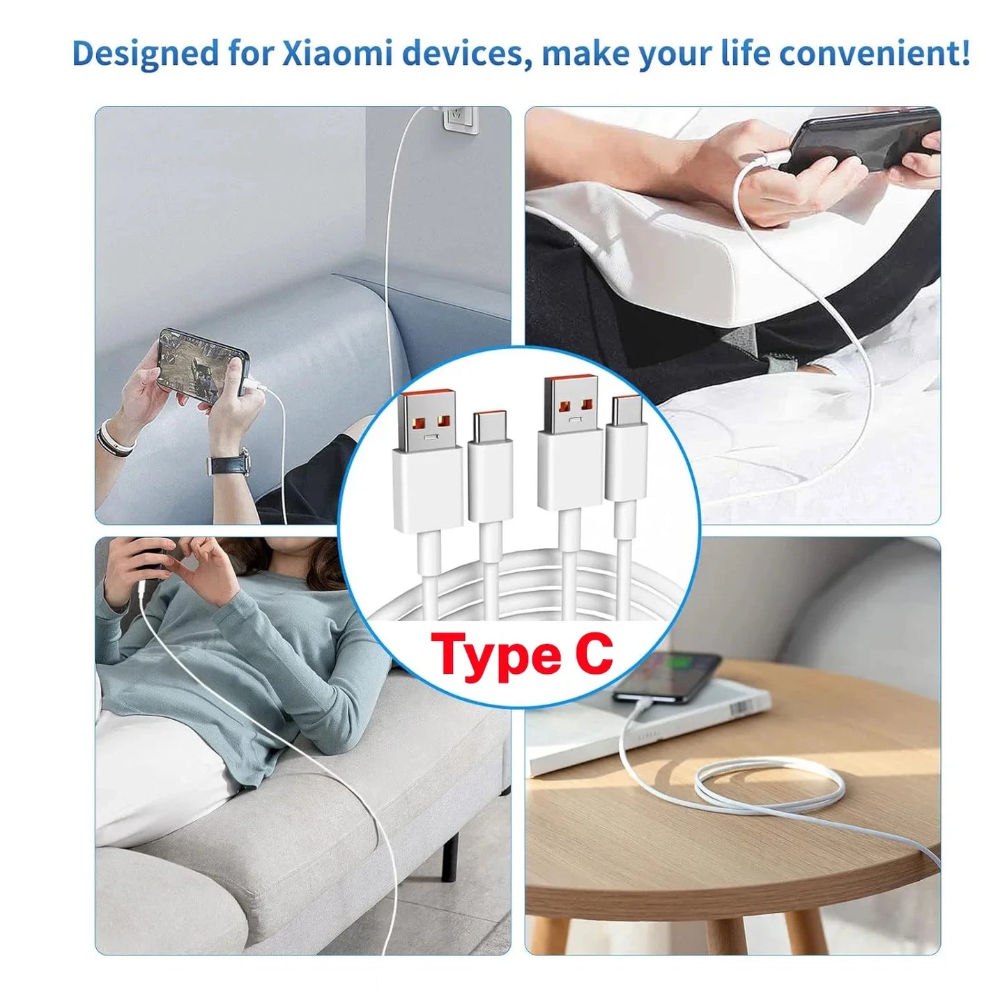 Câble USB-C 6A charge rapide – 1M à 14M – Compatible Samsung, PS5, caméra
