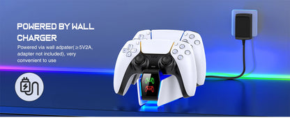 Station de charge double pour manettes PlayStation 5 avec indicateur LED