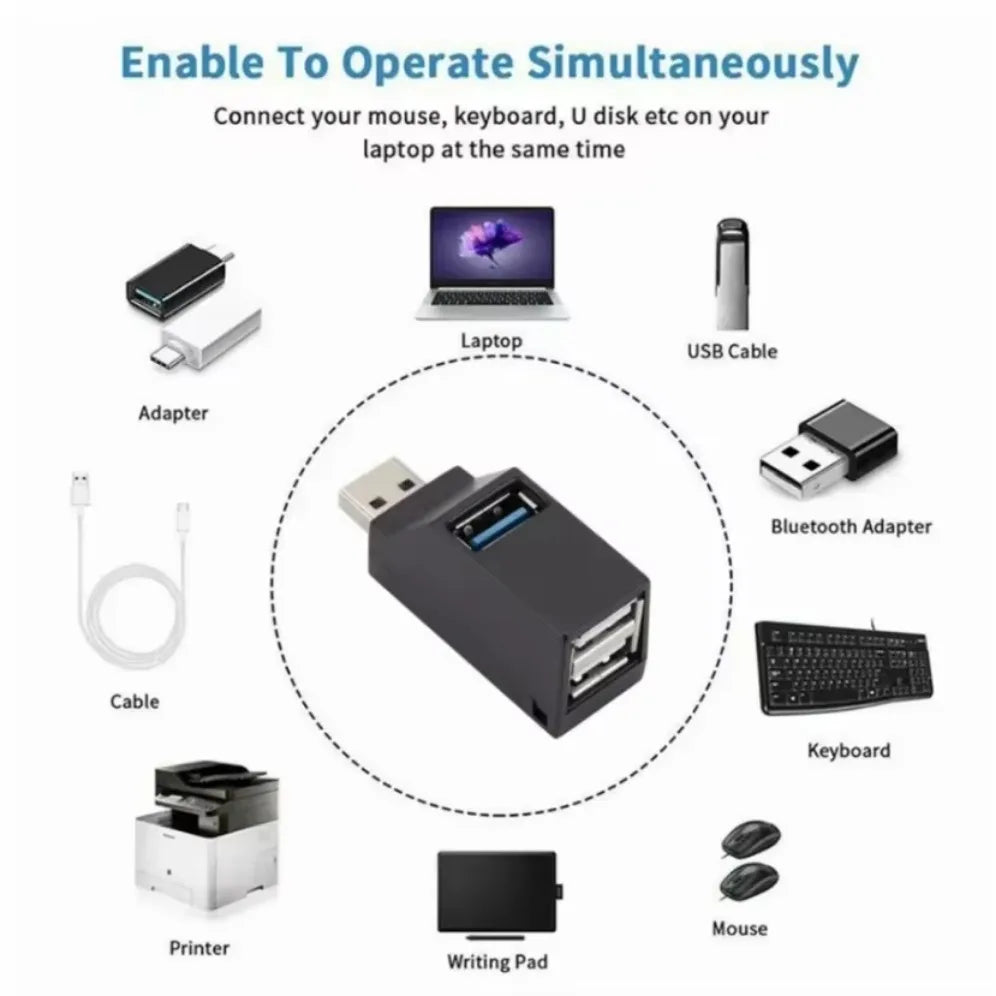 USB 3.0 Hub – 1 to 3 Port Splitter with Card Reader