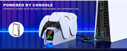 Station de charge double pour manettes PlayStation 5 avec indicateur LED