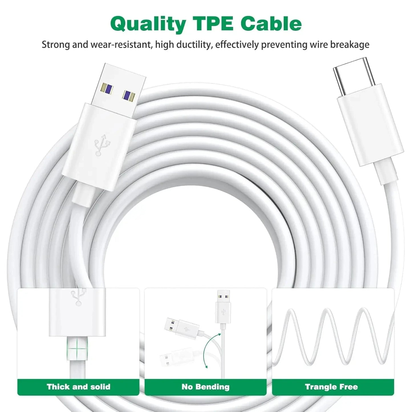 Câble USB-C 6A charge rapide – 1M à 14M – Compatible Samsung, PS5, caméra