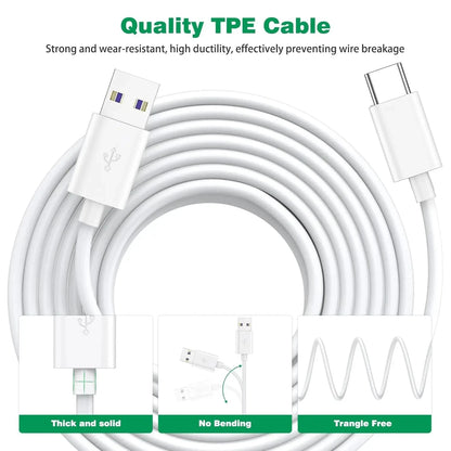 Câble USB-C 6A charge rapide – 1M à 14M – Compatible Samsung, PS5, caméra