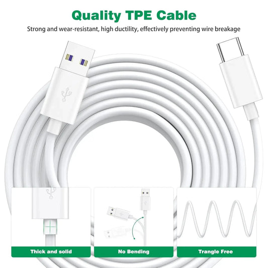 Câble USB-C 6A charge rapide – 1M à 14M – Compatible Samsung, PS5, caméra