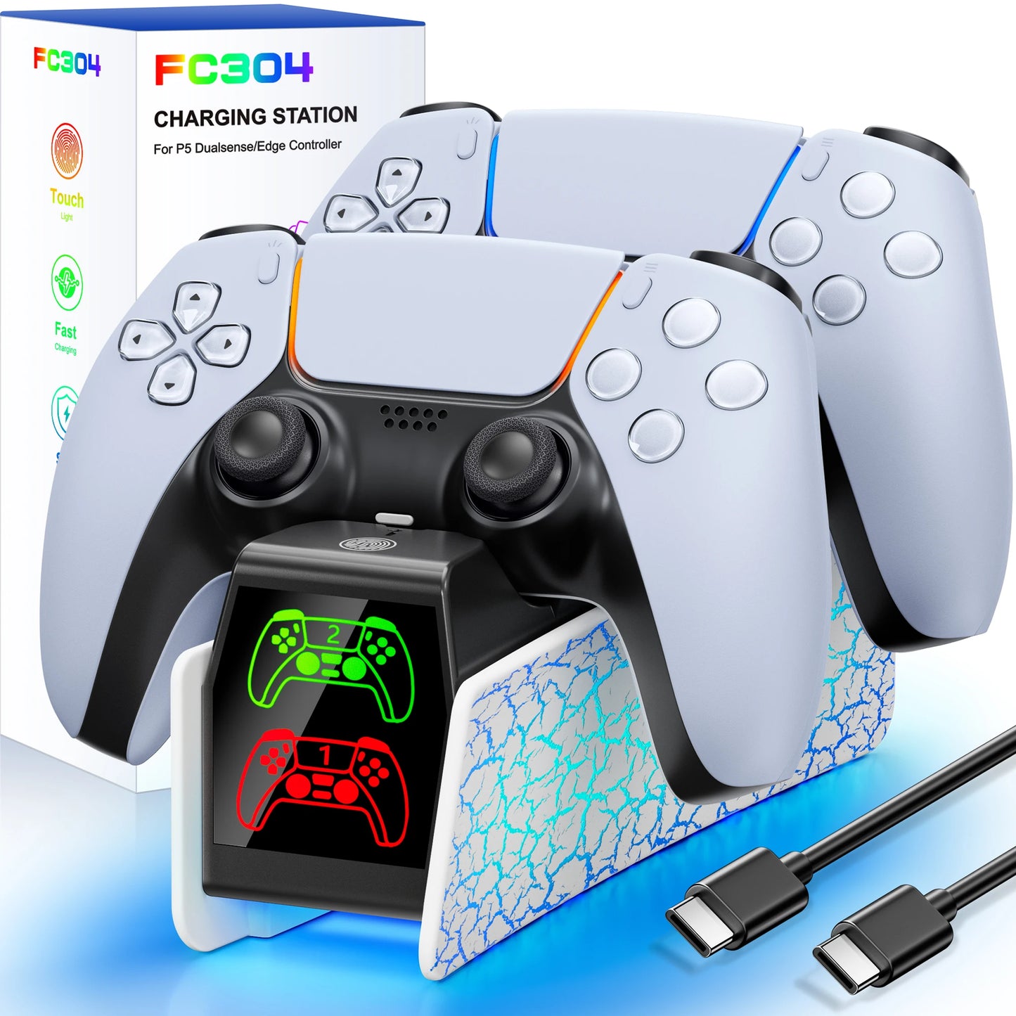 Station de charge double pour manettes PlayStation 5 avec indicateur LED