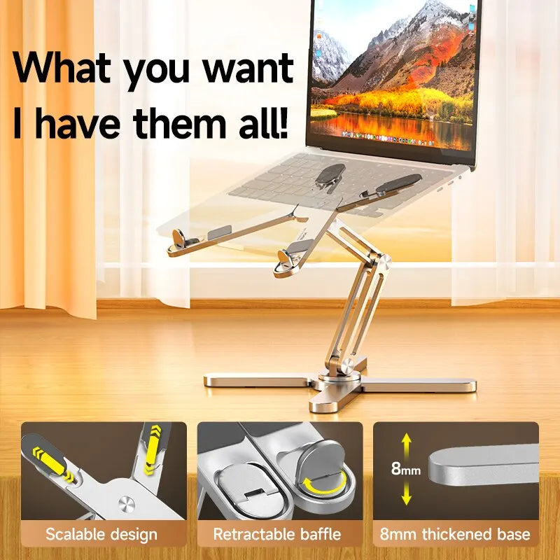 Support pliable aluminium 360° pour tablette et ordinateur portable