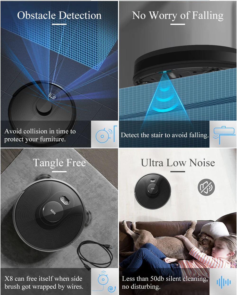 ABIR X8 Robot Vacuum Cleaner ,Laser System, Multiple Floors Maps