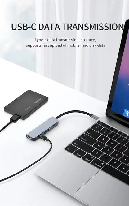 Hub USB-C 5 en 1 – Adaptateur multifonction pour téléphone, PC et Mac