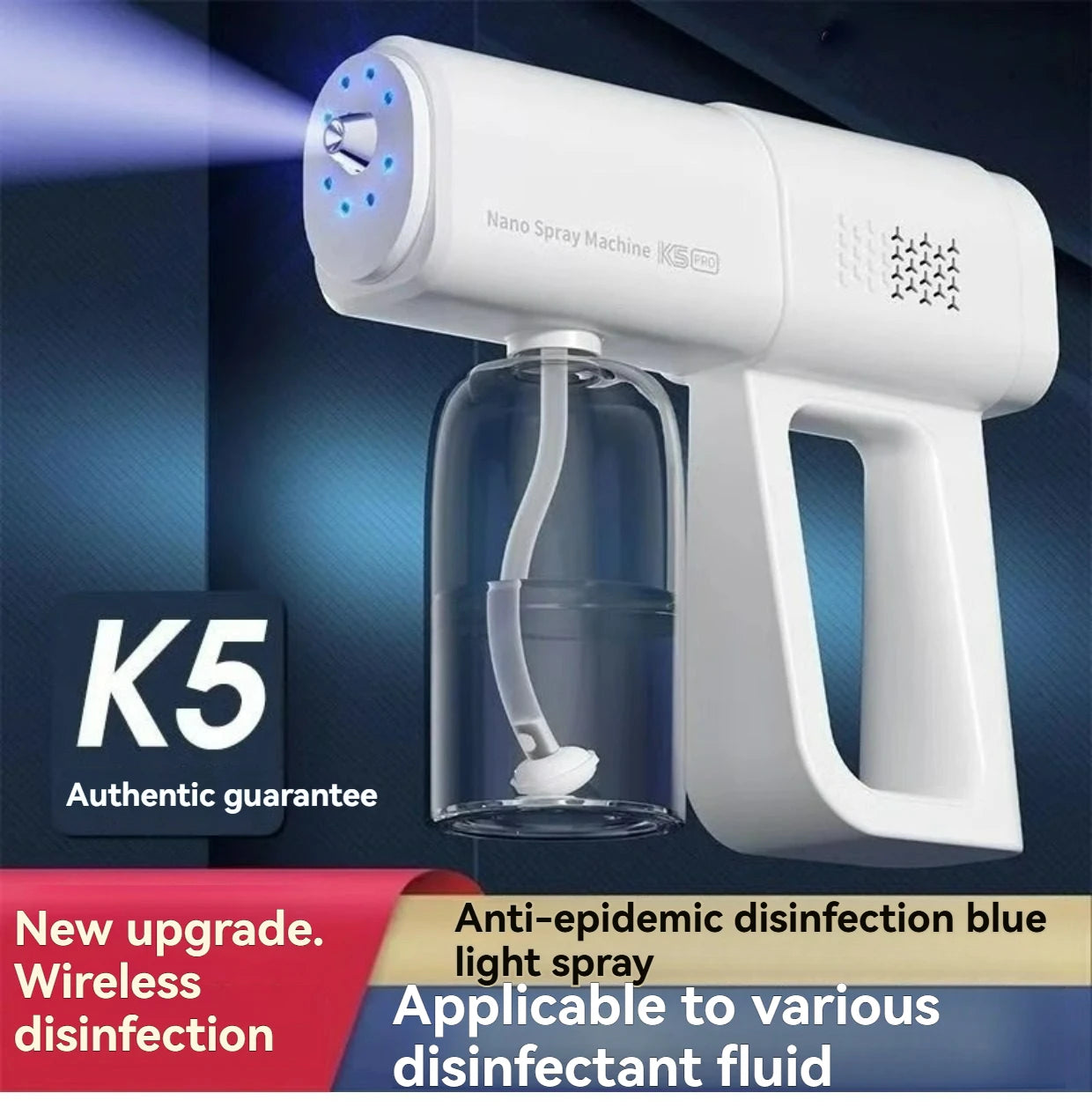 380ml electric nano blue light steam spray gun K5 wireless atomizing sterilizer C-type