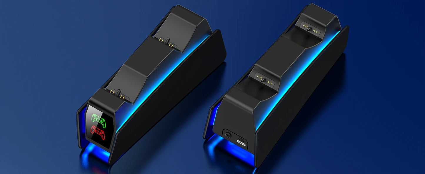 Station de charge double pour manettes PlayStation 5 avec indicateur LED