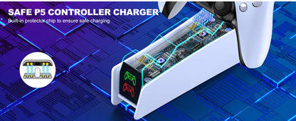 Station de charge double pour manettes PlayStation 5 avec indicateur LED
