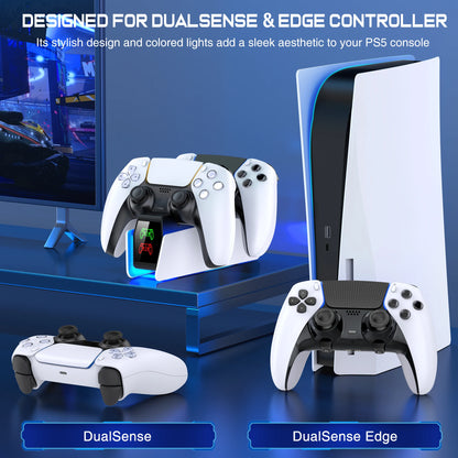 Station de charge double pour manettes PlayStation 5 avec indicateur LED