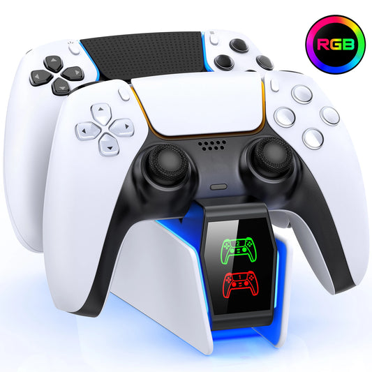 Station de charge double pour manettes PlayStation 5 avec indicateur LED