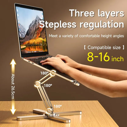 Support pliable aluminium 360° pour tablette et ordinateur portable
