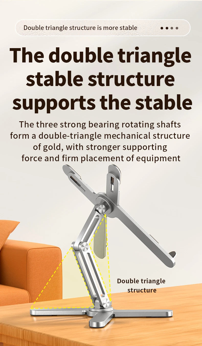Support pliable aluminium 360° pour tablette et ordinateur portable