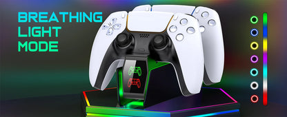 Station de charge double pour manettes PlayStation 5 avec indicateur LED
