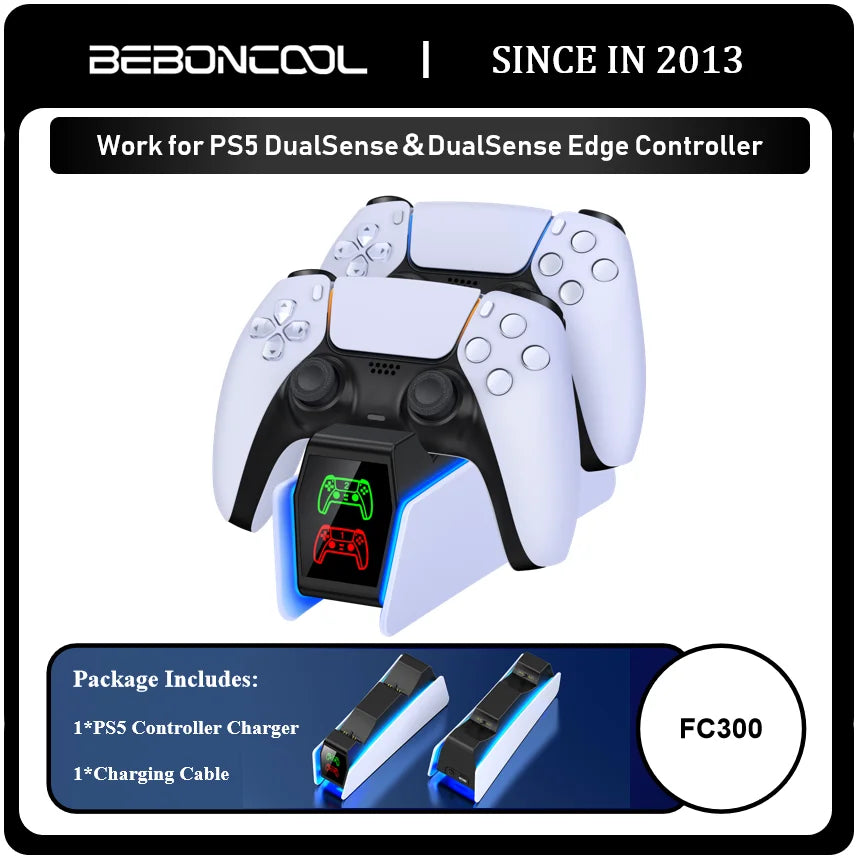 Station de charge double pour manettes PlayStation 5 avec indicateur LED