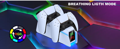 Station de charge double pour manettes PlayStation 5 avec indicateur LED