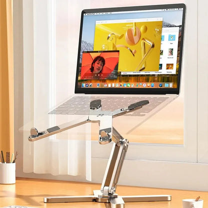 Support pliable aluminium 360° pour tablette et ordinateur portable