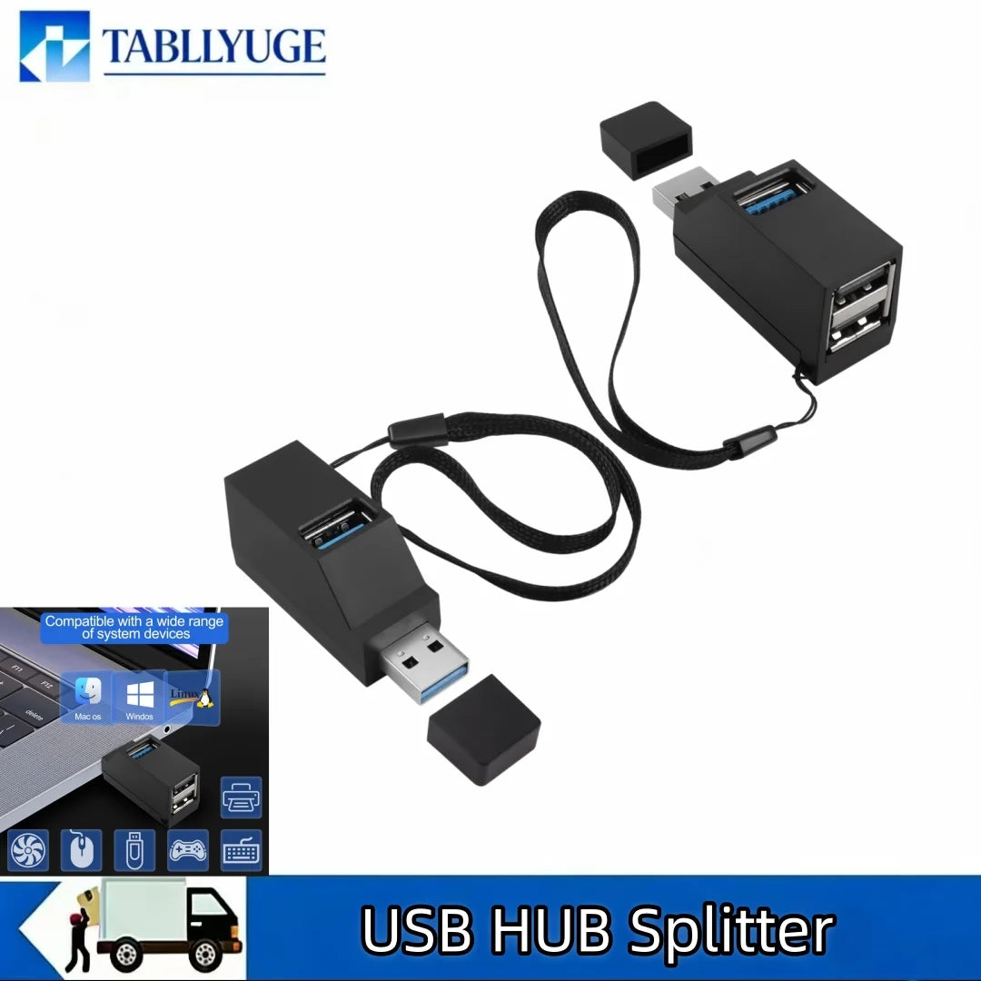 USB 3.0 Hub – 1 to 3 Port Splitter with Card Reader