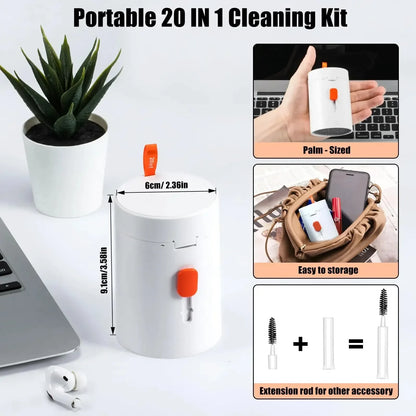 Kit de nettoyage 20 en 1 – Écouteurs, clavier, écran – Brosse et extracteur de touches