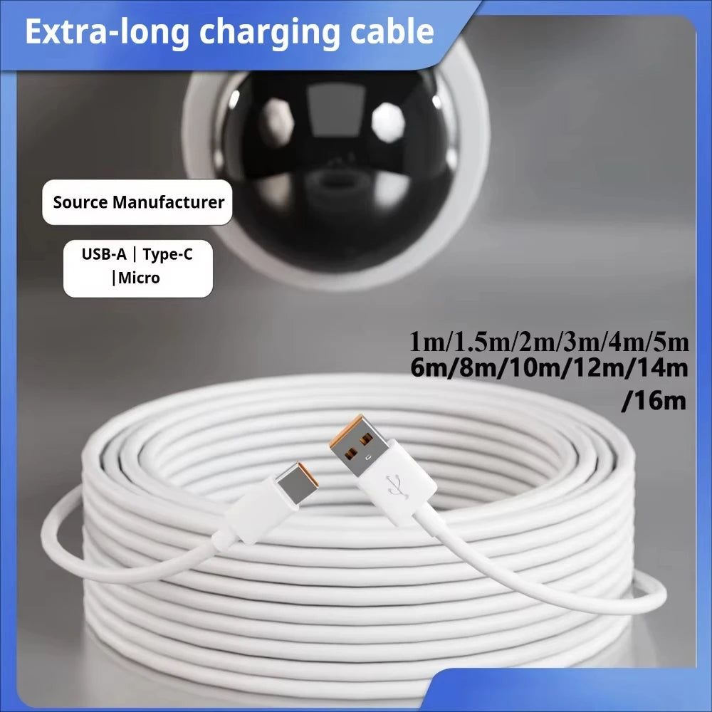 Câble USB-C 6A charge rapide – 1M à 14M – Compatible Samsung, PS5, caméra