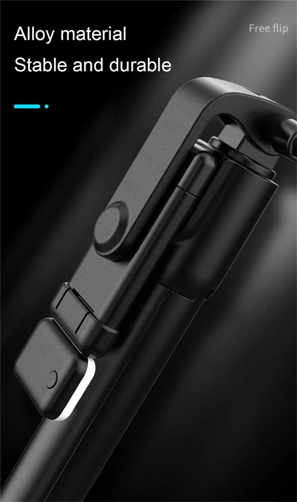 Perche à selfie Bluetooth avec télécommande, lumière fill et trépied extensible