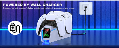 Station de charge double pour manettes PlayStation 5 avec indicateur LED