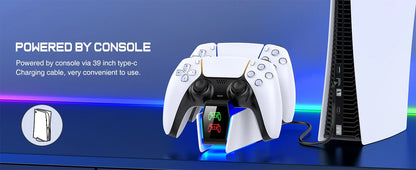 Station de charge double pour manettes PlayStation 5 avec indicateur LED