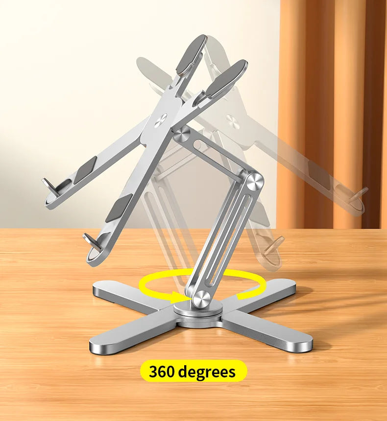 Support pliable aluminium 360° pour tablette et ordinateur portable