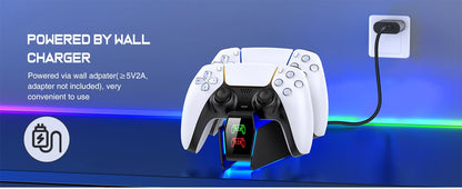 Station de charge double pour manettes PlayStation 5 avec indicateur LED