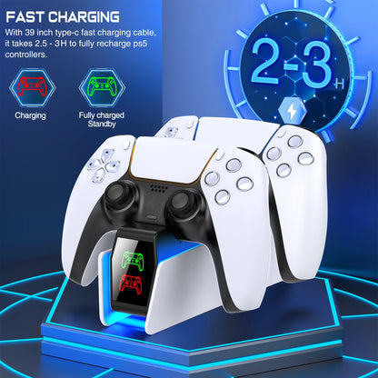 Station de charge double pour manettes PlayStation 5 avec indicateur LED