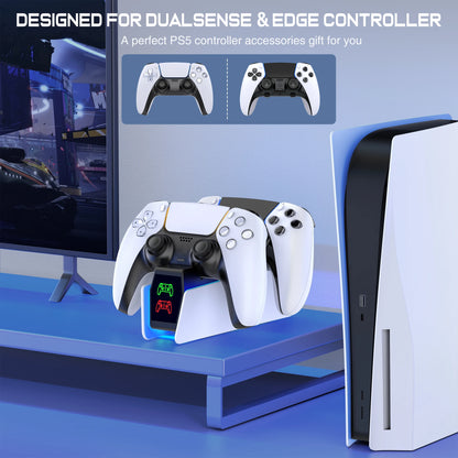 Station de charge double pour manettes PlayStation 5 avec indicateur LED