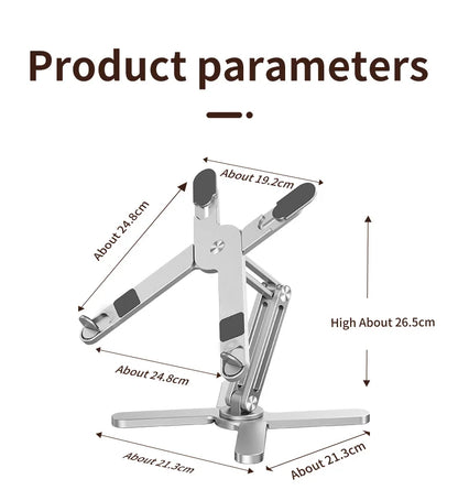Support pliable aluminium 360° pour tablette et ordinateur portable
