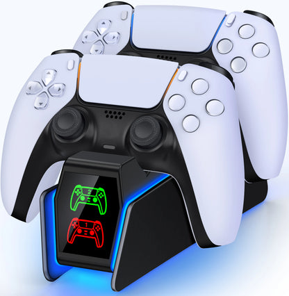 Station de charge double pour manettes PlayStation 5 avec indicateur LED
