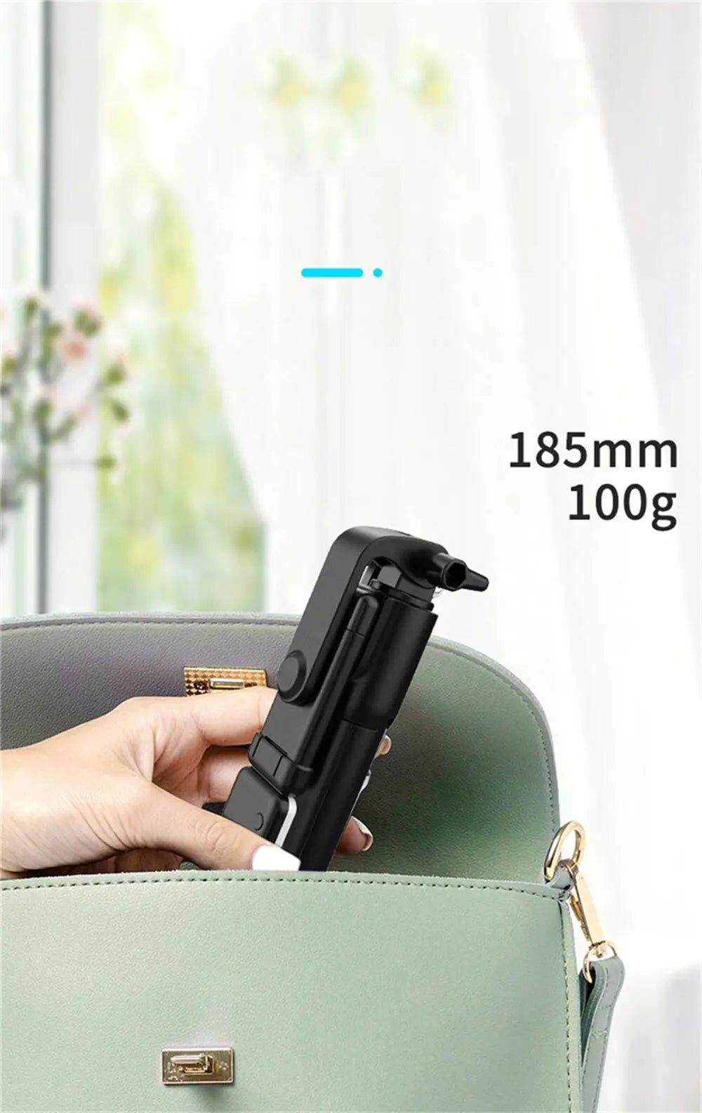 Perche à selfie Bluetooth avec télécommande, lumière fill et trépied extensible