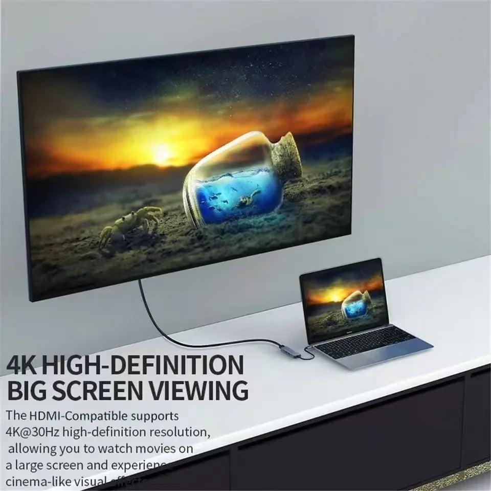 Hub USB-C 5 en 1 – Adaptateur multifonction pour téléphone, PC et Mac