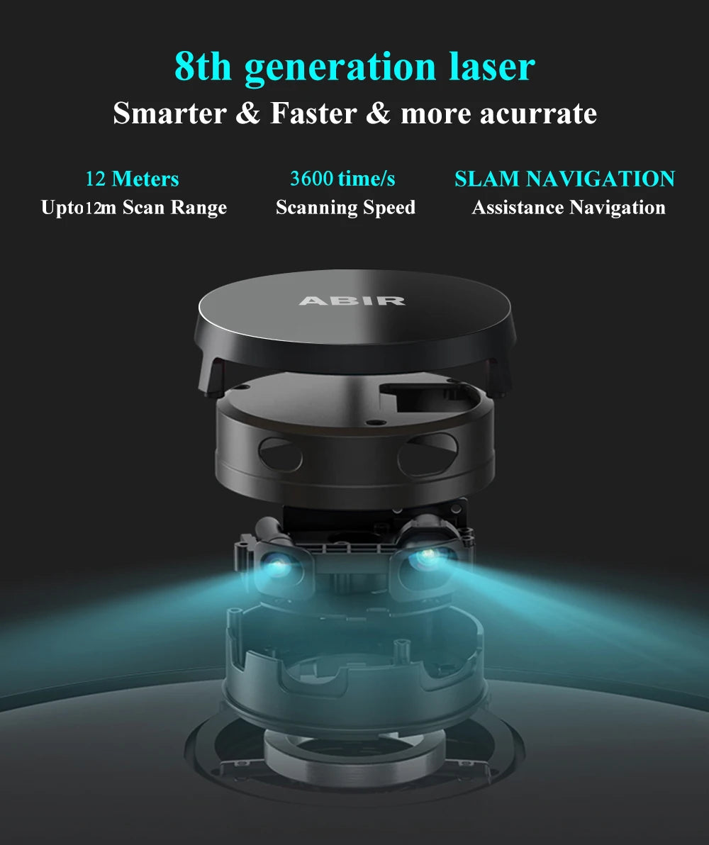 ABIR X8 Robot Vacuum Cleaner ,Laser System, Multiple Floors Maps