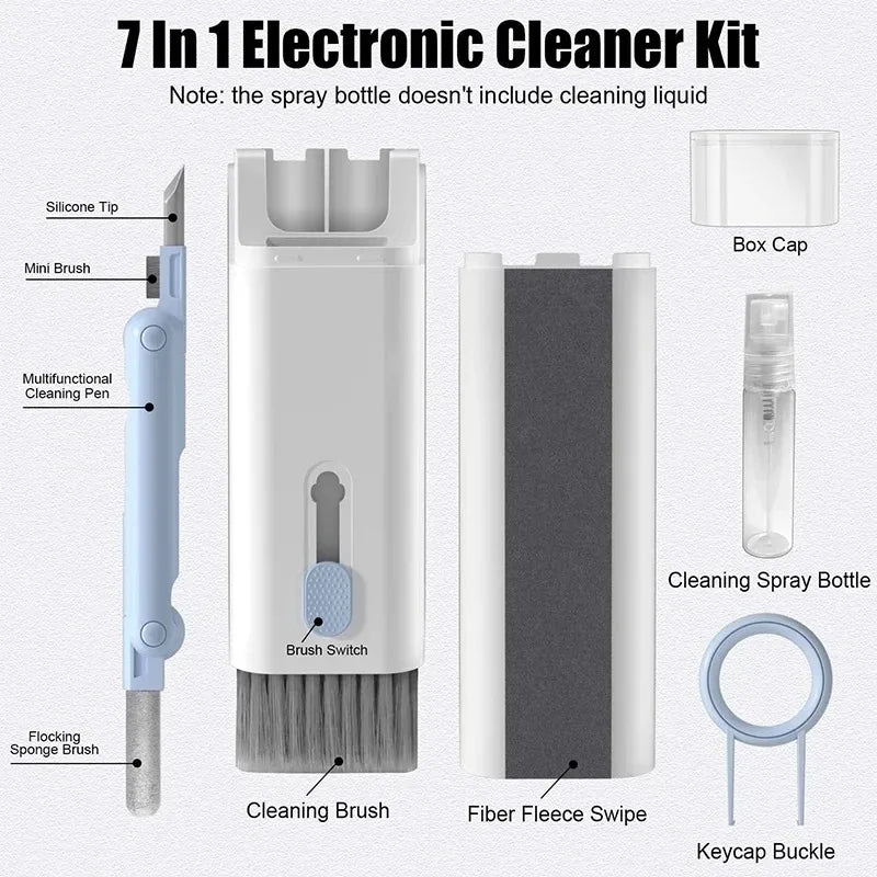 Kit de nettoyage 7 en 1 pour clavier, écouteurs et casque – Brosse et extracteur de touches